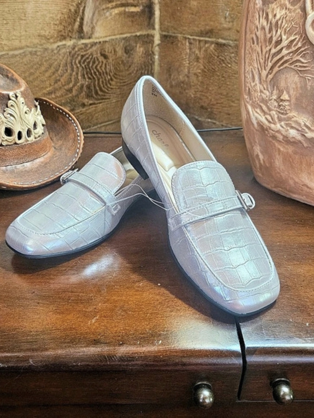charles by charles david Silver Buckle Loafers Like New